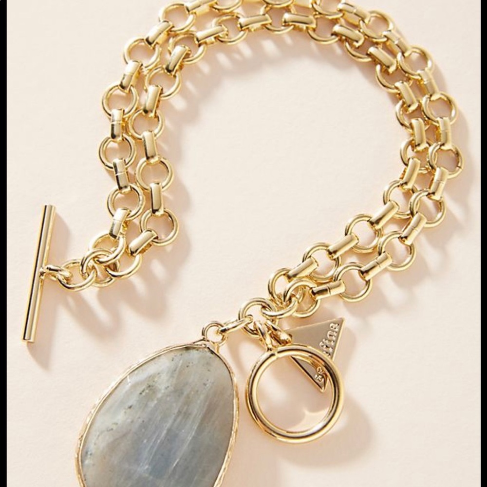 Anthropologie Chain Bracelet with Grey Stone
